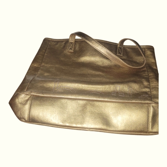 Botkier Metallic Gold Stylish Soho Stitched Tote Bag - Picture 8 of 12